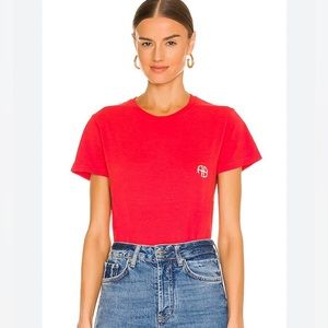 Anine bing red crew neck short sleeve t shirt